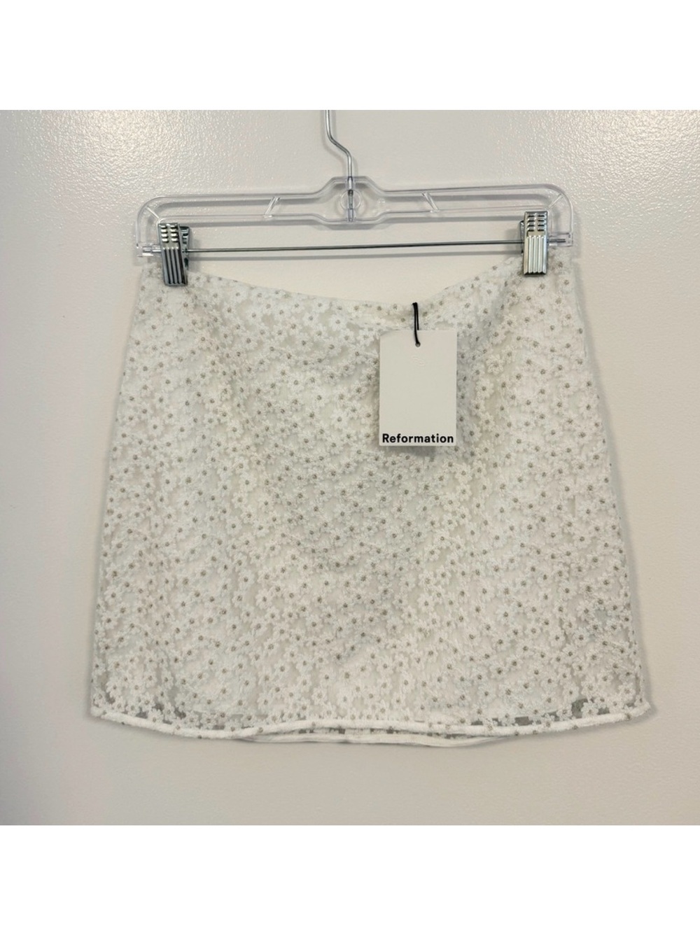 Reformation White Floral Veranda Skirt
